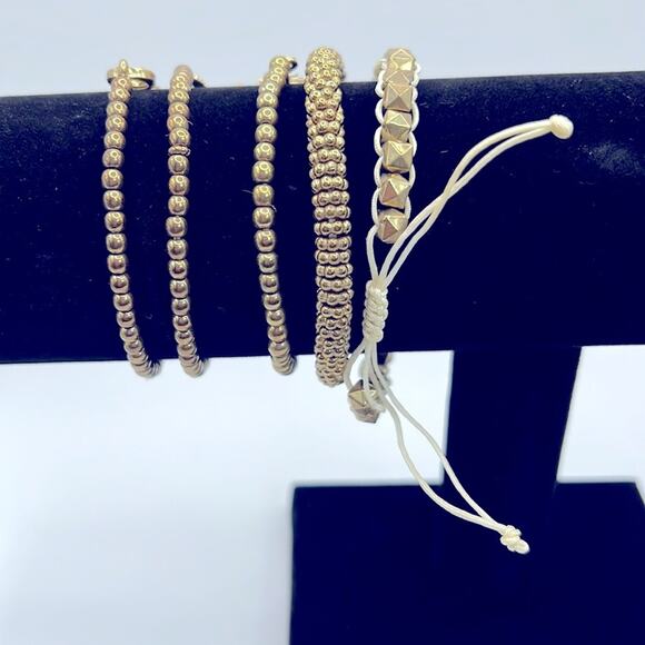 Nautical Gold Toned Beaded Bracelet Set - Picture 4 of 11